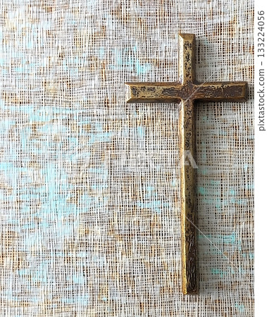 Gold cross is on a white background Gold cross is on a white background 133224056