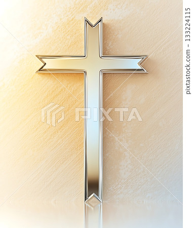 Silver cross with a white background Silver cross with a white background 133224115