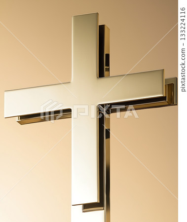 Gold cross is shown in a close up Gold cross is shown in a close up 133224116