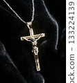 Gold cross necklace with a crucifix pendant 133224139