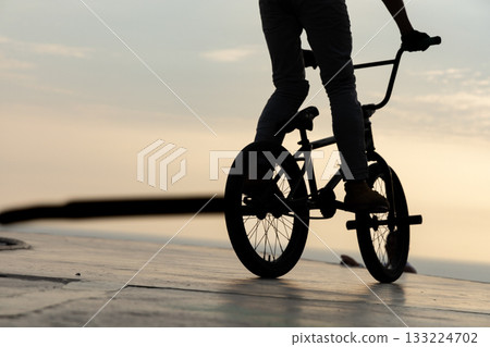 Freestyle cyclist practicing street BMX Freestyle cyclist practicing street BMX 133224702