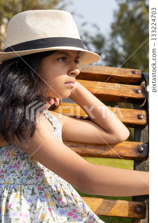 Little latin girl with straw hat and dress Little latin girl with straw hat and dress 133224703