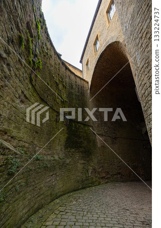 Castle of Sedan, Sedan, Rethel, Ardennes, Grand-Est, France, August, 28th, 2025, Narrow passage of Castle of Sedan, Sedan, Rethel, Ardennes, Grand-Est, France, August, 28th, 2025, Narrow passage of 133224737