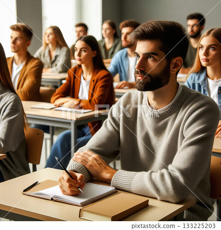 young people in class or exams classroom 133225203
