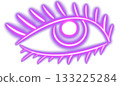 Hand drawn Neon Eye Abstract Element. Retro 80s 70s Design Template Png 133225284