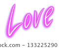 Neon Sign Word Love, Retro 80s 70s Disco Lettering. Valentine's Day Templates Design Element Png 133225290