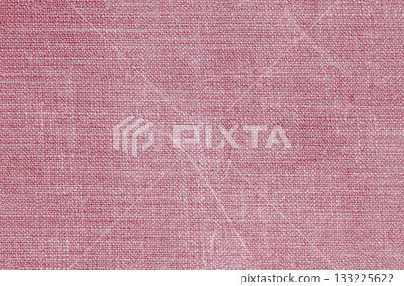 Red purple linen fabric texture with visible weave pattern and natural imperfections, scratches, spots, cracks. Canvas natural background, rustic style 133225622