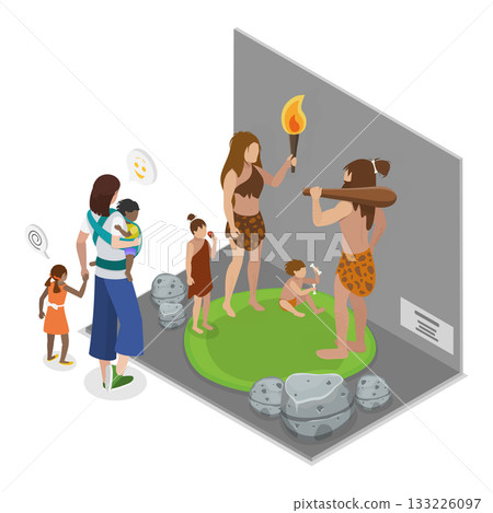 3D Isometric Flat Vector Illustration of School Museum Excursion, Cultural Education, Exhibition. Item 1 133226097