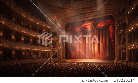 Grand classical theater interior with audience waiting for performance 133226114
