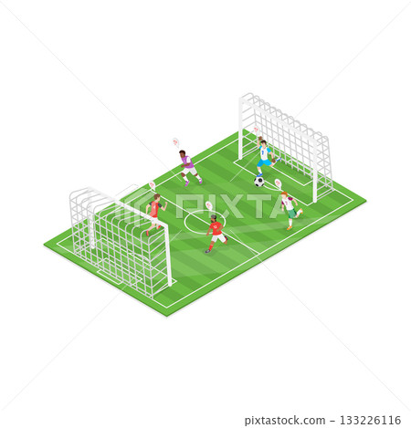 3D Isometric Flat Vector Illustration of Sport Team Mates, Student Sport Classes. Item 3 133226116