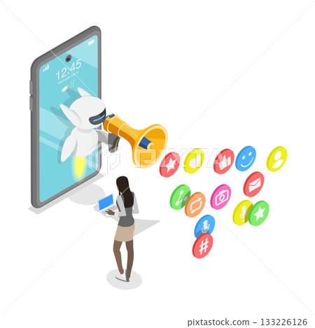 3D Isometric Flat Vector Illustration of AI Automatization, Future Technologies. Item 3 133226126