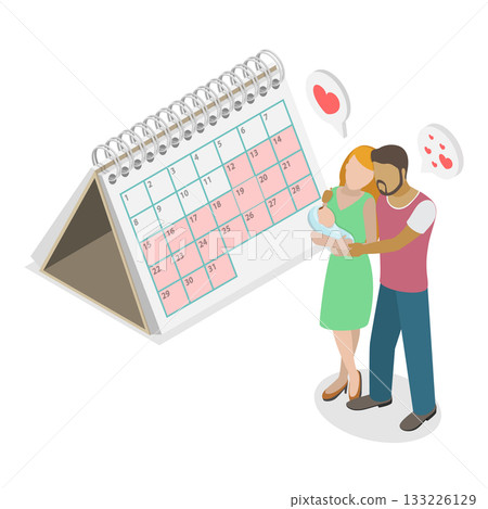 3D Isometric Flat Vector Illustration of Maternity And Paternity Leave, Caring For Newborn Infants. Item 1 133226129
