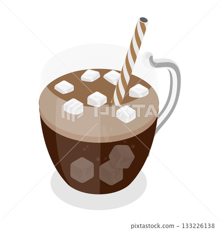 3D Isometric Flat Vector Set of Coffee Beverages, Cafe Menu. Item 11 133226138
