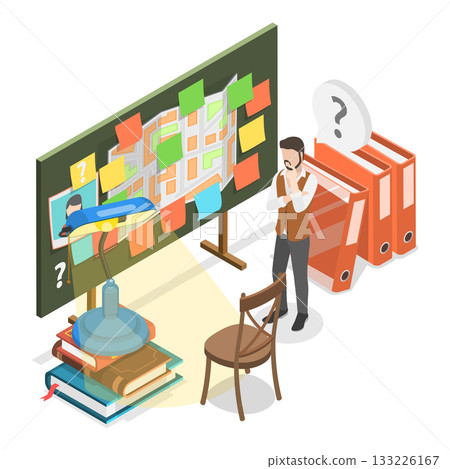 3D Isometric Flat Vector Illustration of Private Investigating, Crime-Solving Adventures. Item 5 133226167