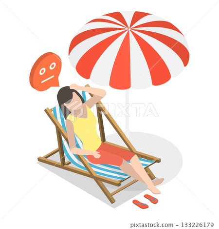3D Isometric Flat Vector Illustration of Extreme Hot Weather, Individuals Experiencing Excessive Heat Conditions. Item 3 133226179
