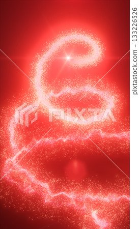 Radiant red neon spiral made of thousands of sparkling particles forming glowing curves in energetic motion 133226526