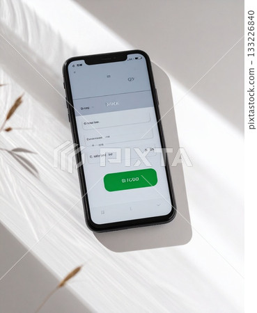 Bank app screen with a simple background illuminated by light (4K) 133226840