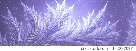 Frost Patterns Create Ethereal Ice Spirits on Glass With a Dreamy Purple Background 133227027