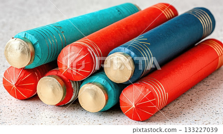 Colorful Lunar New Year Firecrackers Ready for Celebration During the Festivities Colorful Lunar New Year Firecrackers Ready for Celebration During the Festivities 133227039