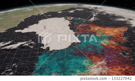 Abstract Map With Saturated Colors Depicting a Vibrant Landscape From Above Abstract Map With Saturated Colors Depicting a Vibrant Landscape From Above 133227042
