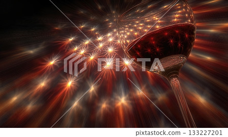 Fireworks Reflecting in a Glass of Champagne During New Year Celebration at Midnight Fireworks Reflecting in a Glass of Champagne During New Year Celebration at Midnight 133227201