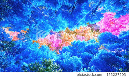 Bright Astral Travel Scene Featuring Saturated Colors in an Otherworldly Forest Environment Bright Astral Travel Scene Featuring Saturated Colors in an Otherworldly Forest Environment 133227203