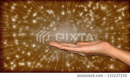 Hands Extended to Receive Energy During Spiritual Healing Practice in a Serene Setting 133227250