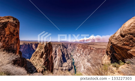 Fire Spreads Smoke Above the Grand Canyon as Flames Burn Through the Rugged Terrain Fire Spreads Smoke Above the Grand Canyon as Flames Burn Through the Rugged Terrain 133227303