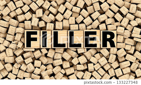 Creative Arrangement of Filler Letters on a Textured Cork Background for Design Inspiration 133227348