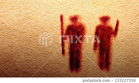 Primitive Human Figures Holding Spears in Cave Art From Ancient Times Primitive Human Figures Holding Spears in Cave Art From Ancient Times 133227350