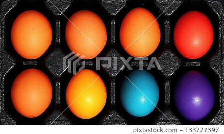 Brightly Colored Eggs in a Carton Indicate a Recent Egg Recall Brightly Colored Eggs in a Carton Indicate a Recent Egg Recall 133227397