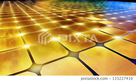 Detail Shot of Solar Panels Reflecting Sunlight Showcasing Clean Energy Technology 133227410
