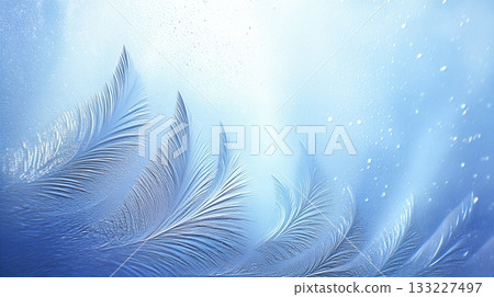 Frost Patterns on Glass Create the Illusion of Ice Spirits in a Winter Landscape 133227497