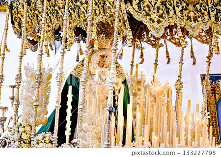 Image of Our Lady of Hope during Holy Week in Alcala de Guadaira, Seville, Andalusia 133227798