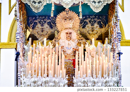 Image of Our Lady of Hope during Holy Week in Alcala de Guadaira, Seville, Andalusia 133227851