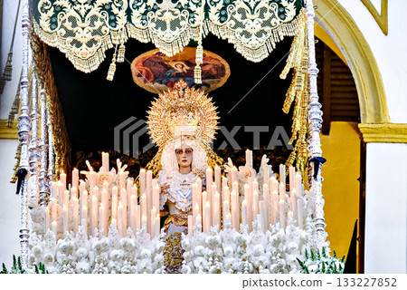 Image of Our Lady of Hope during Holy Week in Alcala de Guadaira, Seville, Andalusia Image of Our Lady of Hope during Holy Week in Alcala de Guadaira, Seville, Andalusia 133227852