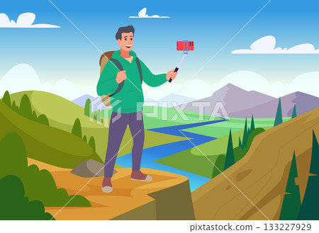 Bloggers characters. People write articles on web site making video and audio content for subscribers exact vector bloggers 133227929