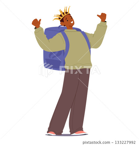 Delivery man cartoon character wearing golden crown demonstrating pride in professional achievements 133227992