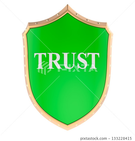 Trust, green shield. 3D rendering - Stock Illustration [133228415] - PIXTA