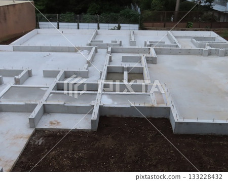 Construction site foundation work 133228432