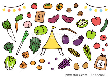 Vegetable and fruit illustration material Vegetable and fruit illustration material 133228819
