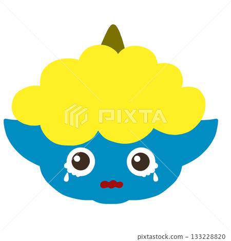 Illustration of a cute blue demon crying 133228820