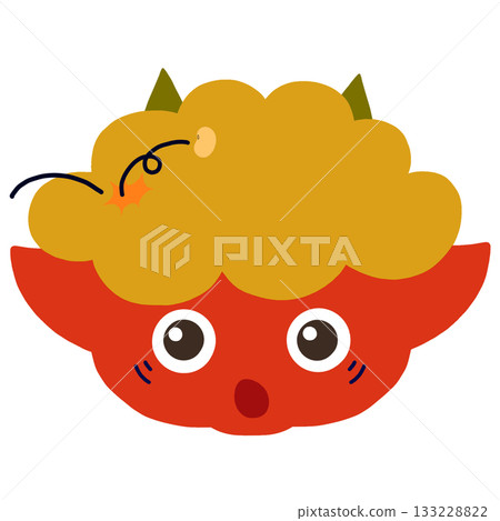 A cute red demon with a surprised face after being hit by beans A cute red demon with a surprised face after being hit by beans 133228822