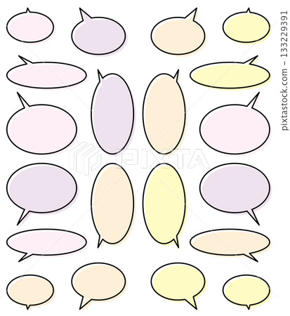 Oval speech bubble set (black line, colorful) 133229391