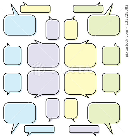 Rounded rectangular speech bubble set (black line, colorful) Rounded rectangular speech bubble set (black line, colorful) 133229392