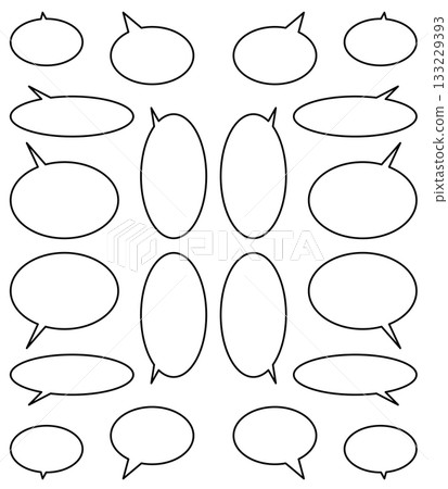 橢圓形對話框套裝（黑線，白塗） 133229393
