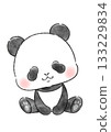 Cute panda tilting its head 133229834