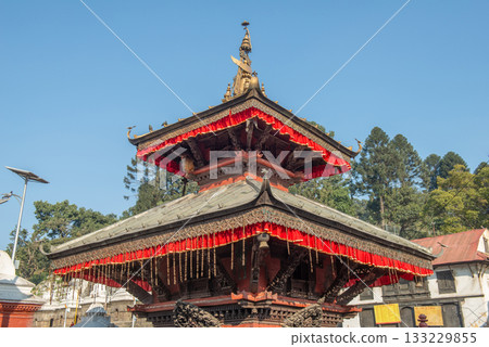 Nepali architecture buildings located in Pashupatinath temple of Nepal. 133229855