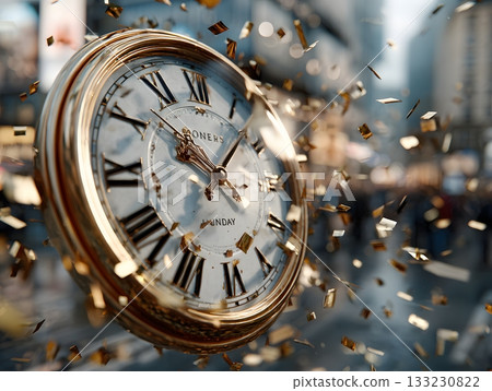 vector office countdown clock striking midnight celebration 133230822