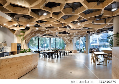 Modern eco coworking space futuristic interior design 133230879